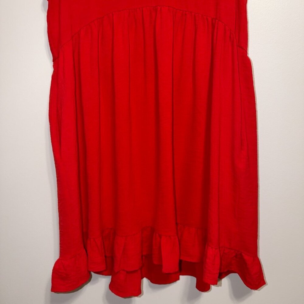 Jodifl Ruffle Sleeve Babydoll Dress Size Medium Red Flowy Boutique - Picture 5 of 7